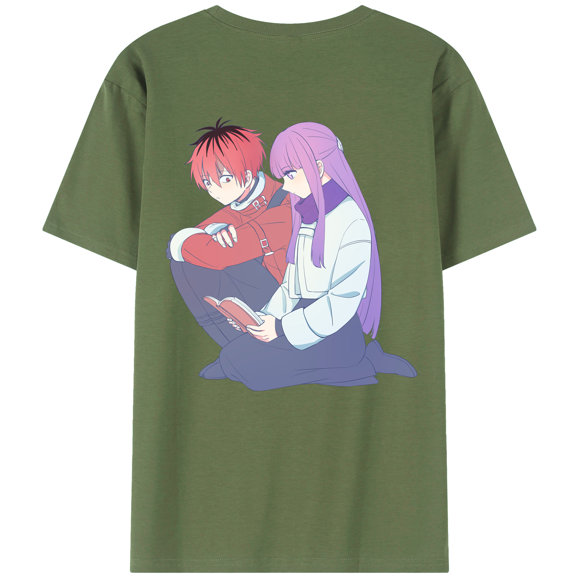 （画像用） 葬送のフリーレン Frieren 綿100％ メンズ半袖Tシャツ（バックプリント） 通気性